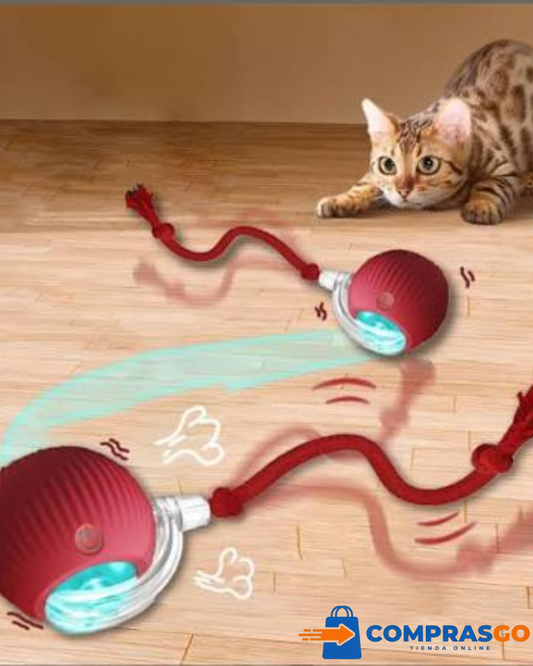 Pelota Interactiva para Gatos y Perros con Luz LED y Movimiento Automático – Juguete Inteligente Recargable con Cuerda